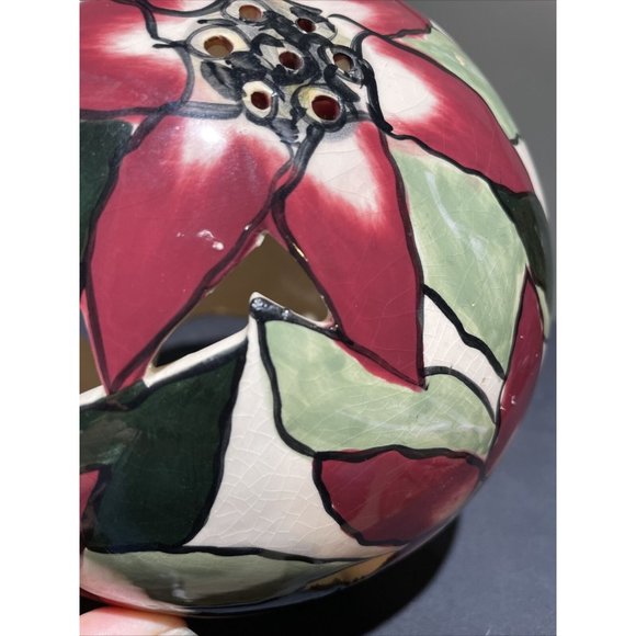 Blue Sky Clayworks Poinsettias Gazing Tea Light Ball by Heather Goldminc 2000 - Picture 9 of 9